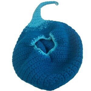 Handmade Hand Knit Blue Gourd Acrylic Yarn Hanging Bird House Fun Craft Piece